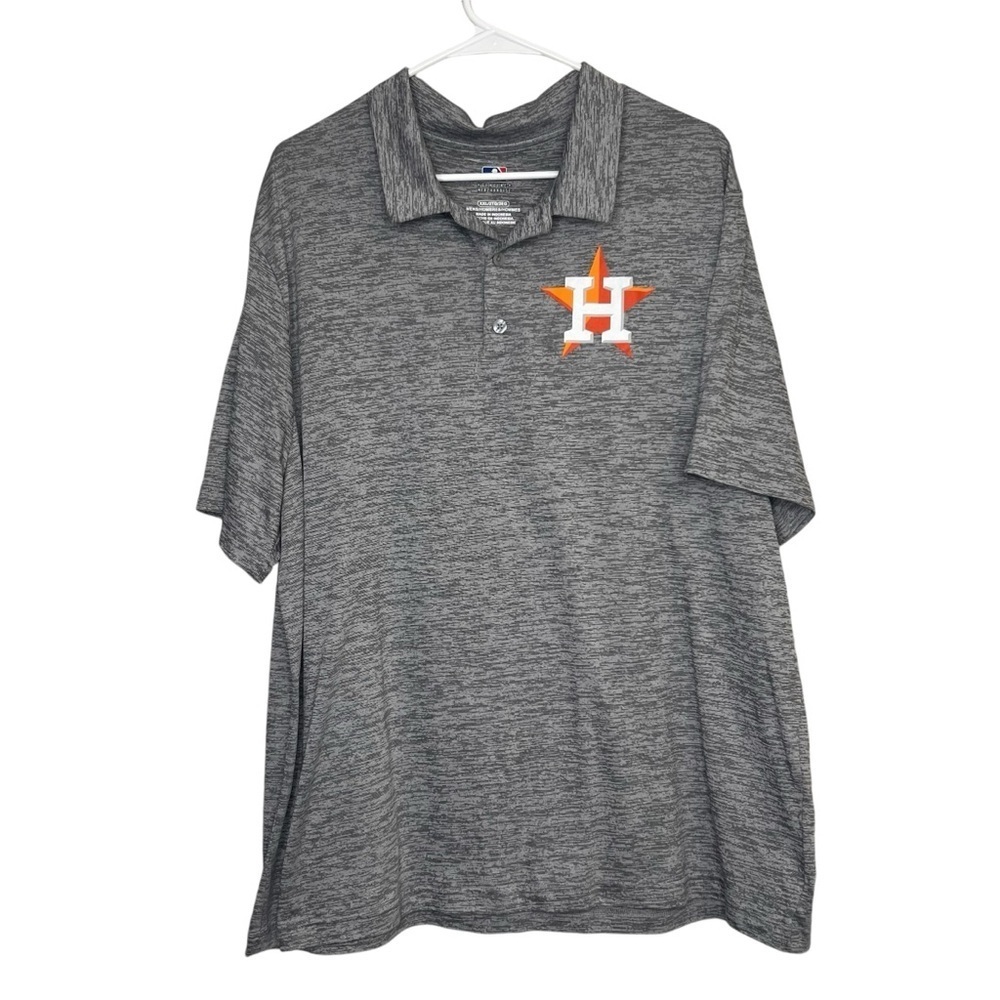 Houston Astros MLB Genuine Merchandise Mens Polo Shirt Gray Chest Logo Size XXL